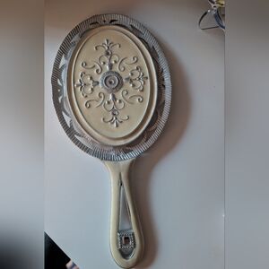 Vintage Art Deco Handheld Mirror with Intricate Design